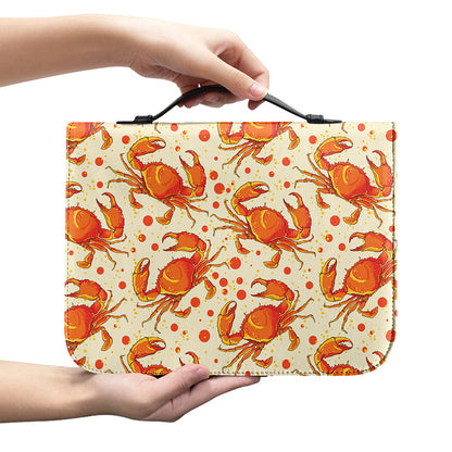 Orange Crab Pattern Print Leather Bible Cover