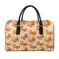 Orange Crab Pattern Print Leather Duffel Bag