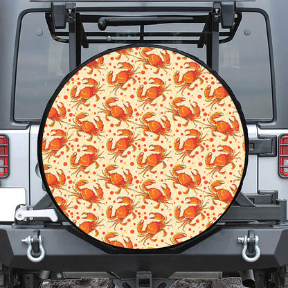 Orange Crab Pattern Print Leather Spare Tire Cover