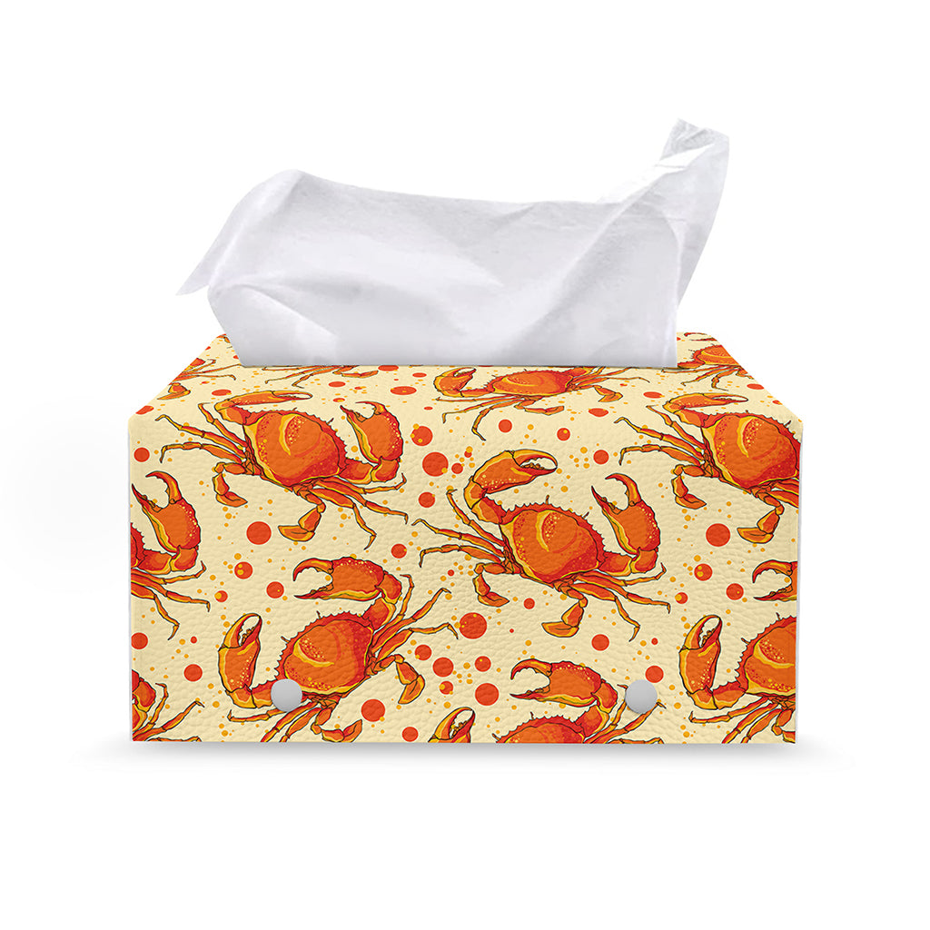 Orange Crab Pattern Print Leather Tissue Box Cover