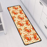 Orange Crab Pattern Print Long Kitchen Mat