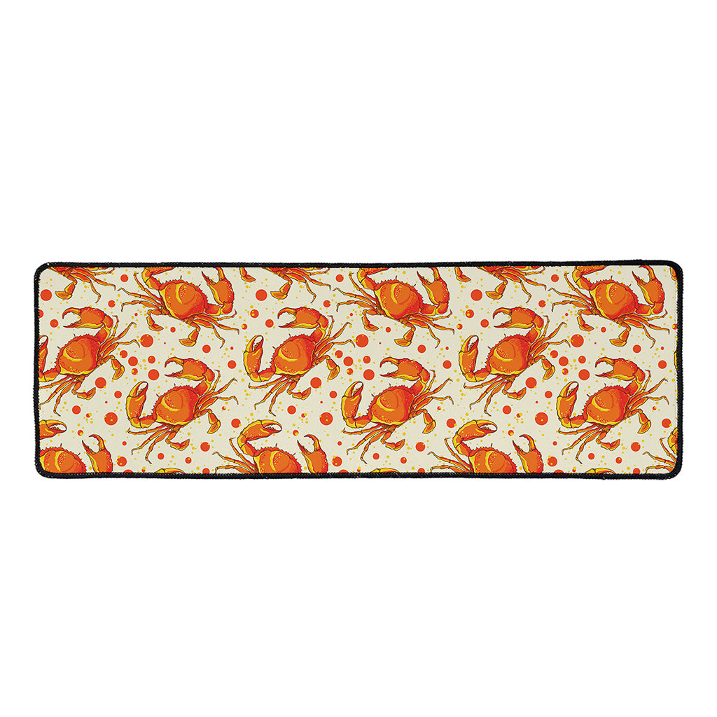 Orange Crab Pattern Print Long Kitchen Mat