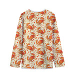 Orange Crab Pattern Print Long Sleeve Short Coat