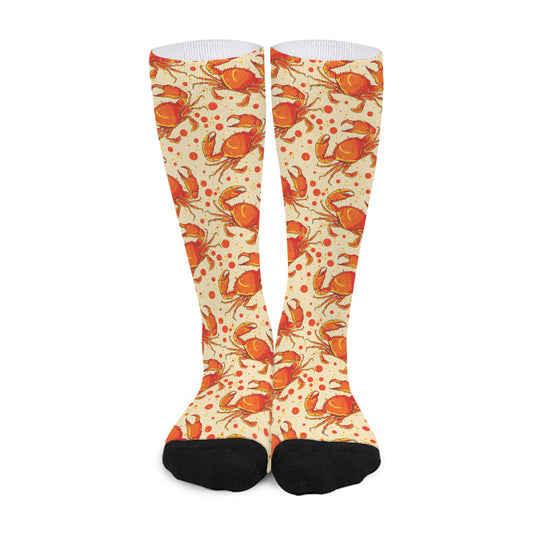 Orange Crab Pattern Print Long Socks