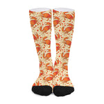 Orange Crab Pattern Print Long Socks