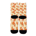 Orange Crab Pattern Print Long Socks