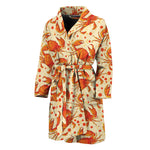 Orange Crab Pattern Print Men's Bathrobe