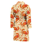 Orange Crab Pattern Print Men's Bathrobe