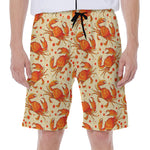 Orange Crab Pattern Print Men's Beach Shorts