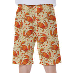 Orange Crab Pattern Print Men's Beach Shorts