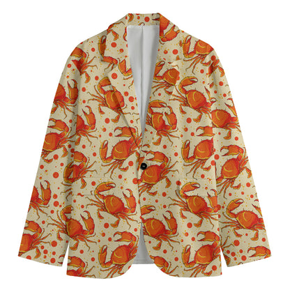 Orange Crab Pattern Print Men's Blazer