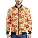 Orange Crab Pattern Print Men's Bomber Jacket