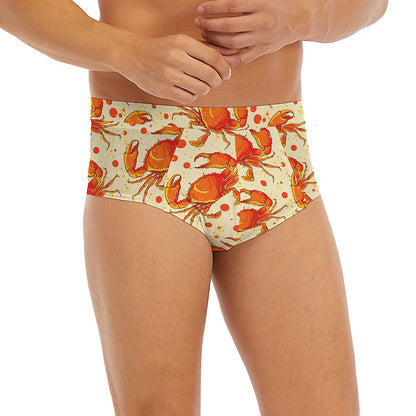 Orange Crab Pattern Print Men's Briefs
