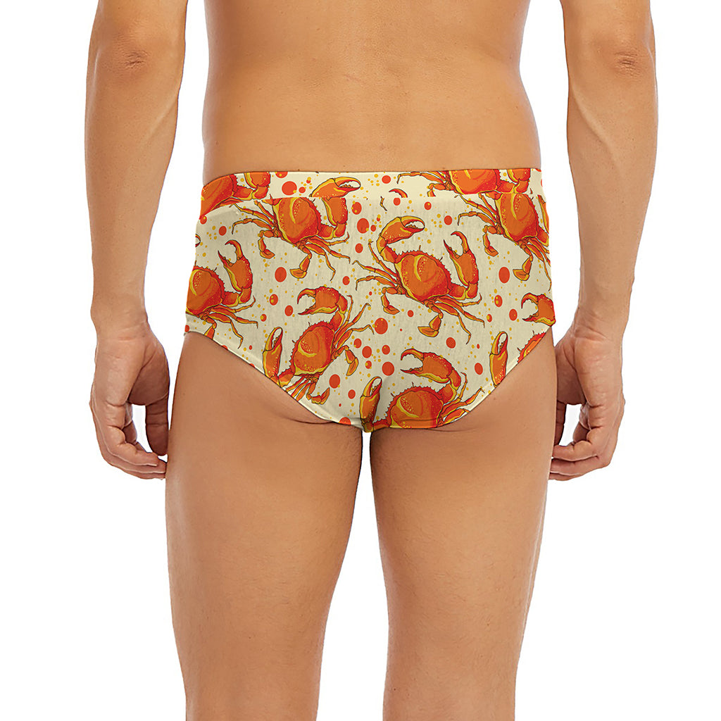 Orange Crab Pattern Print Men's Briefs