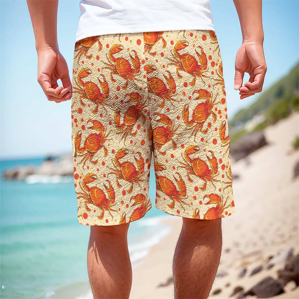 Orange Crab Pattern Print Men's Cargo Shorts