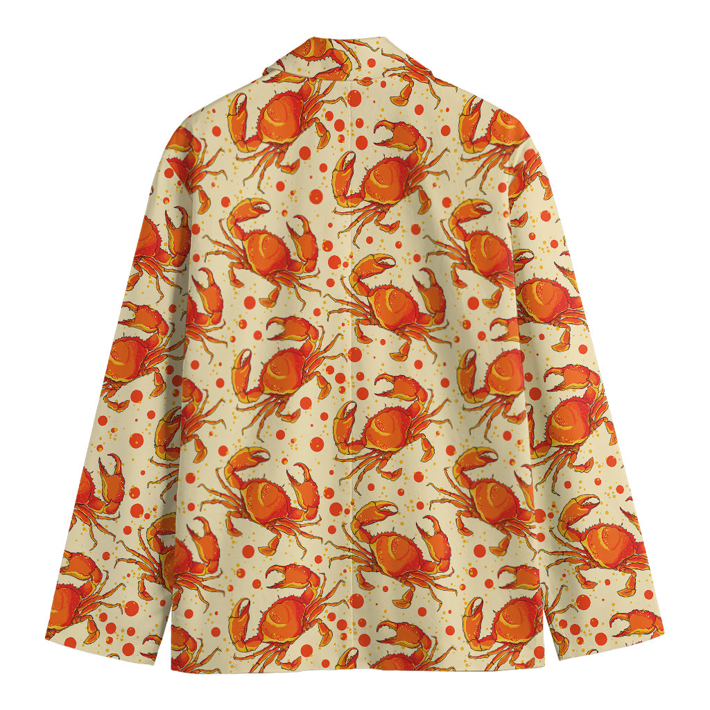 Orange Crab Pattern Print Men's Cotton Blazer
