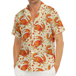 Orange Crab Pattern Print Men's Deep V-Neck Shirt