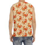 Orange Crab Pattern Print Men's Fitness Tank Top