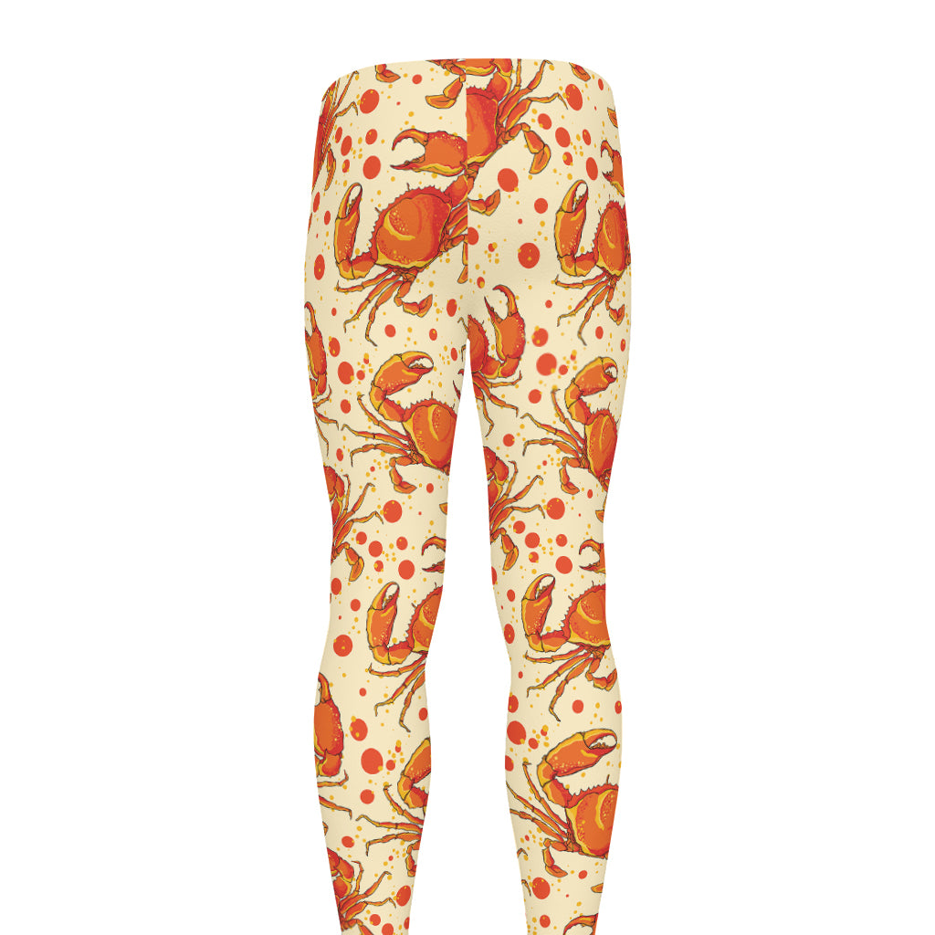Orange Crab Pattern Print Men's leggings