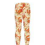 Orange Crab Pattern Print Men's leggings