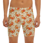 Orange Crab Pattern Print Men's Long Boxer Briefs