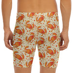 Orange Crab Pattern Print Men's Long Boxer Briefs