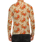 Orange Crab Pattern Print Men's Long Sleeve Rash Guard