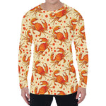 Orange Crab Pattern Print Men's Long Sleeve T-Shirt