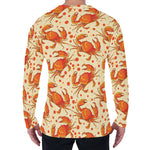 Orange Crab Pattern Print Men's Long Sleeve T-Shirt