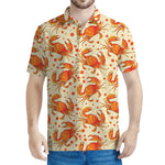 Orange Crab Pattern Print Men's Polo Shirt
