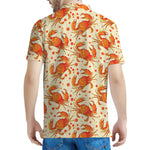 Orange Crab Pattern Print Men's Polo Shirt
