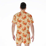 Orange Crab Pattern Print Men's Rompers