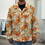 Orange Crab Pattern Print Men's Shirt Jacket