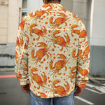 Orange Crab Pattern Print Men's Shirt Jacket