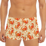 Orange Crab Pattern Print Men's Short Boxer Briefs