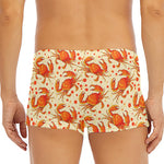 Orange Crab Pattern Print Men's Short Boxer Briefs