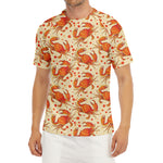 Orange Crab Pattern Print Men's Short Sleeve Rash Guard