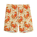 Orange Crab Pattern Print Men's Athletic Shorts