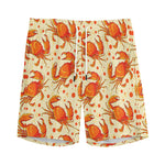 Orange Crab Pattern Print Men's Sports Shorts