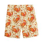 Orange Crab Pattern Print Men's Sports Shorts