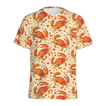 Orange Crab Pattern Print Men's Sports T-Shirt