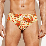 Orange Crab Pattern Print Men's Swim Briefs
