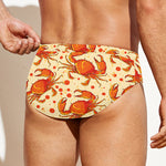 Orange Crab Pattern Print Men's Swim Briefs