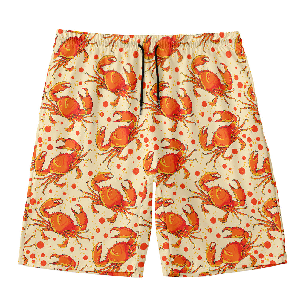 Orange Crab Pattern Print Men's Swim Trunks