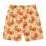 Orange Crab Pattern Print Men's Swim Trunks