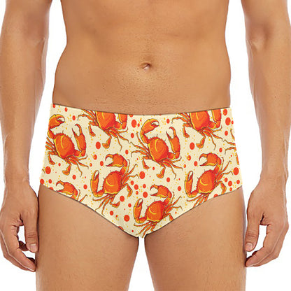 Orange Crab Pattern Print Men's Triangle Swim Briefs