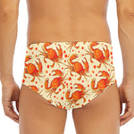 Orange Crab Pattern Print Men's Triangle Swim Briefs