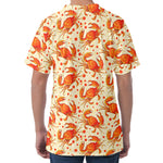 Orange Crab Pattern Print Men's Velvet T-Shirt