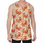 Orange Crab Pattern Print Men's Velvet Tank Top