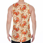 Orange Crab Pattern Print Men's Velvet Tank Top